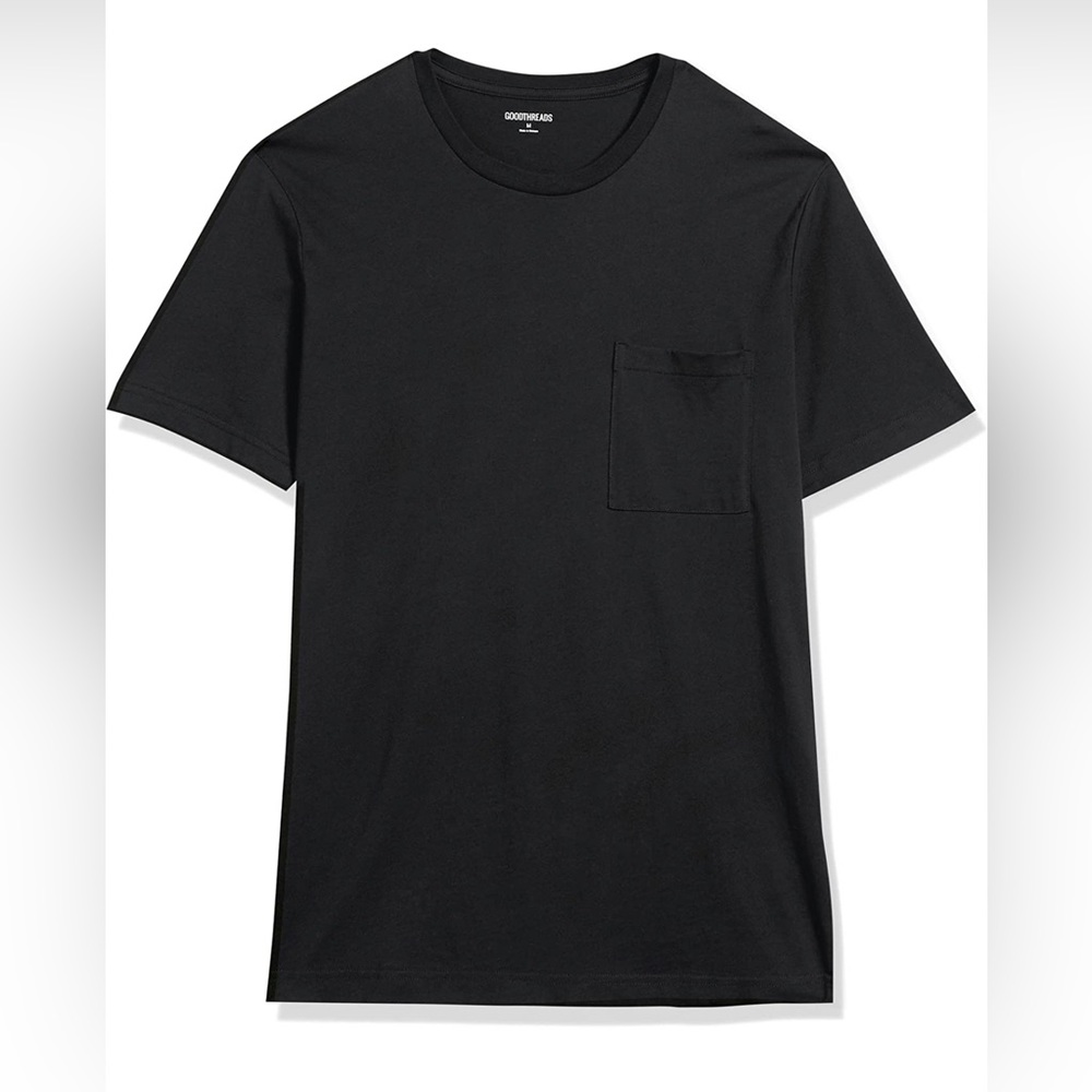 NWT Goodthreads Men's SlimFit Short Sleeve 100% Cotton Black Crew Neck Shirt - Picture 8 of 10